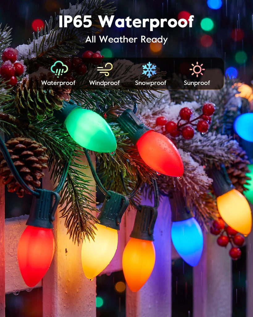 C9 Christmas Lights Outdoor, 25 FT 25 LED Vintage String Lights, Multicolor Waterproof Holiday Lights for Christmas