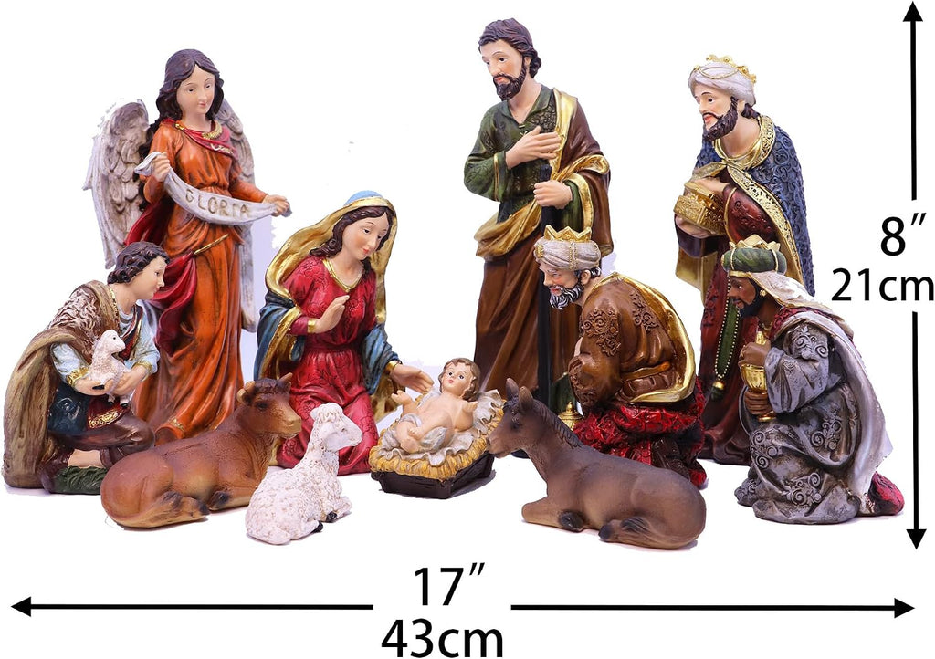 Nativity Set Christmas Scene Set Figurines Statue 8.25 Inch 11 Pcs