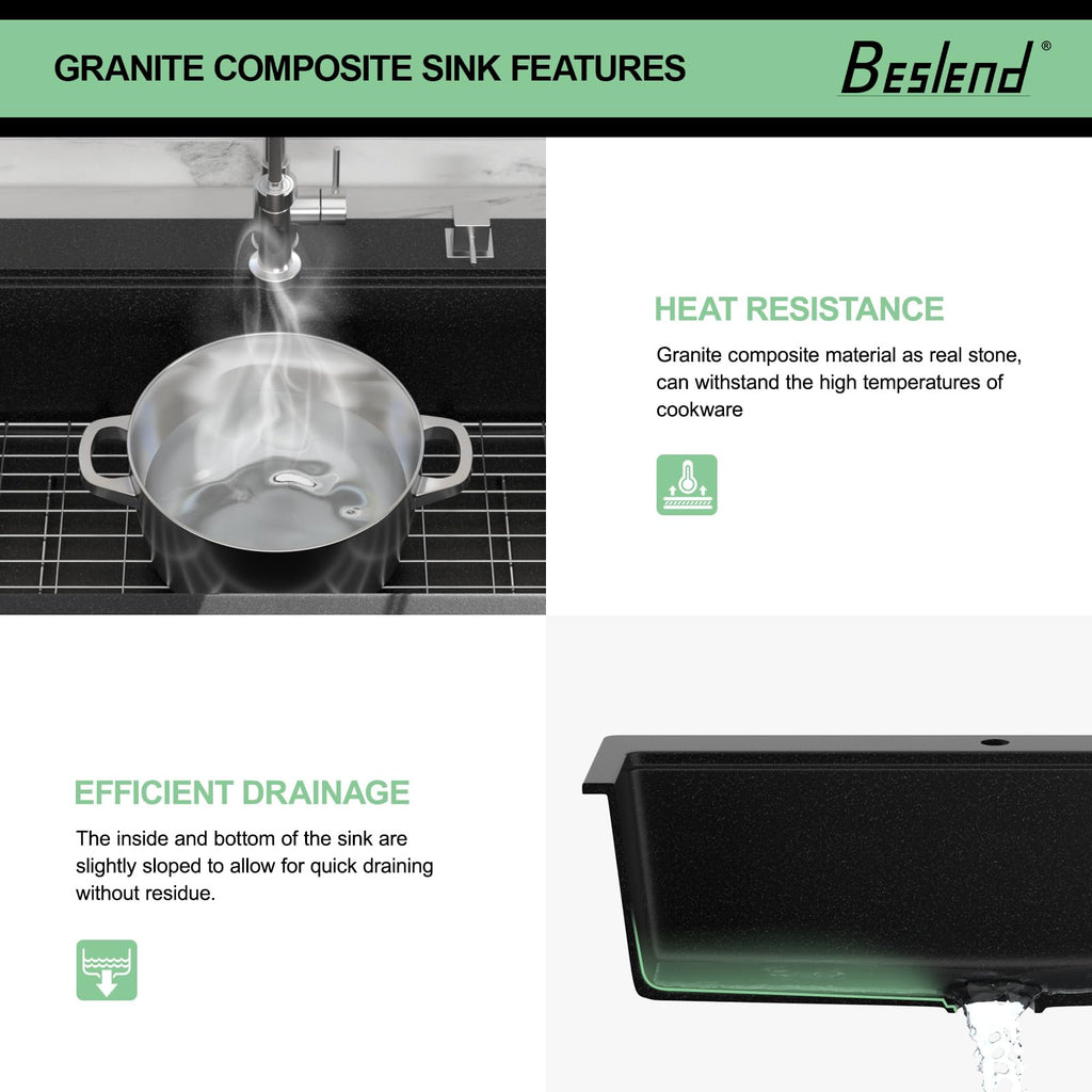 33 Black Granite Composite Kitchen Sink