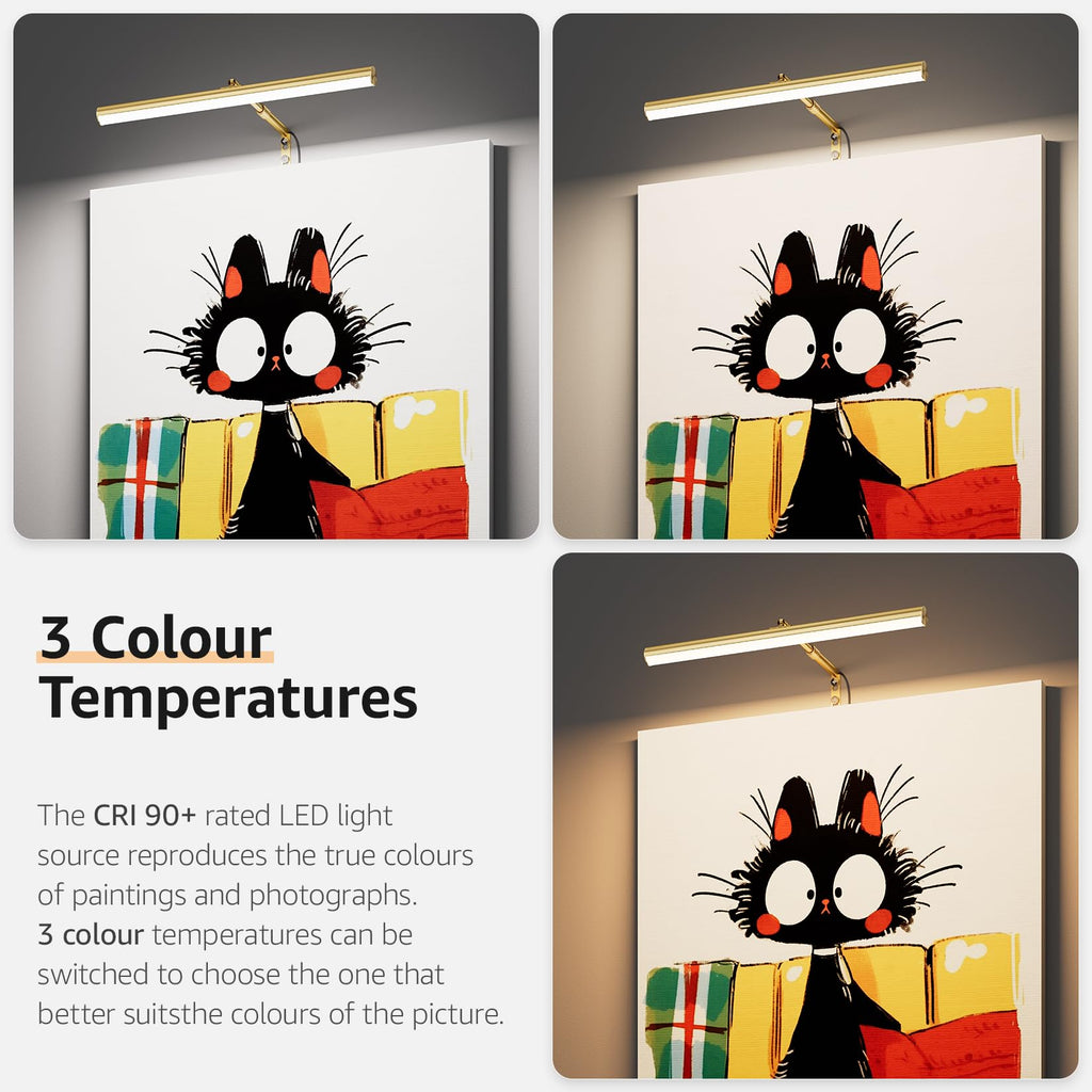 16" Plug in LED Picture Light, 5W Gold Remote Control Art Light