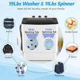 Portable Washing Machine 30Lbs Capacity Washer and Dryer Combo 2 In 1 Compact Twin Tub Laundry Washer (19Lbs) &