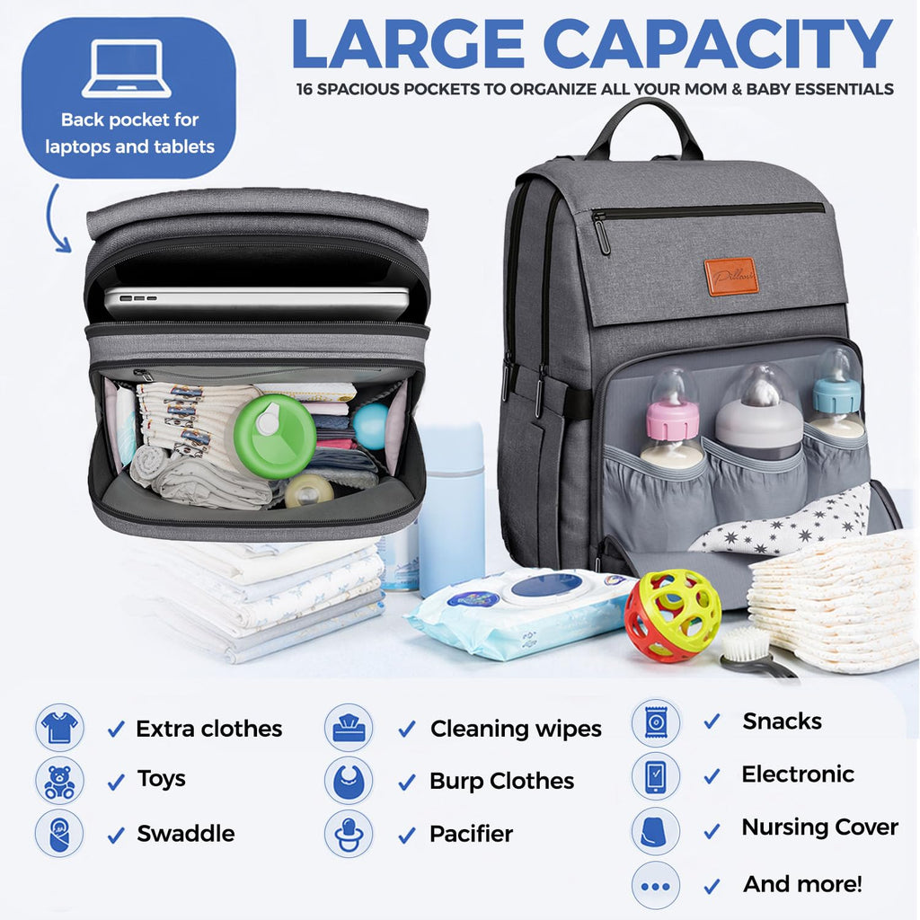 Baby Diaper Bag Backpack - Baby Bag for Girls & Boys, Large Waterproof Diaper Backpack - Baby Shower Gifts for Boys &