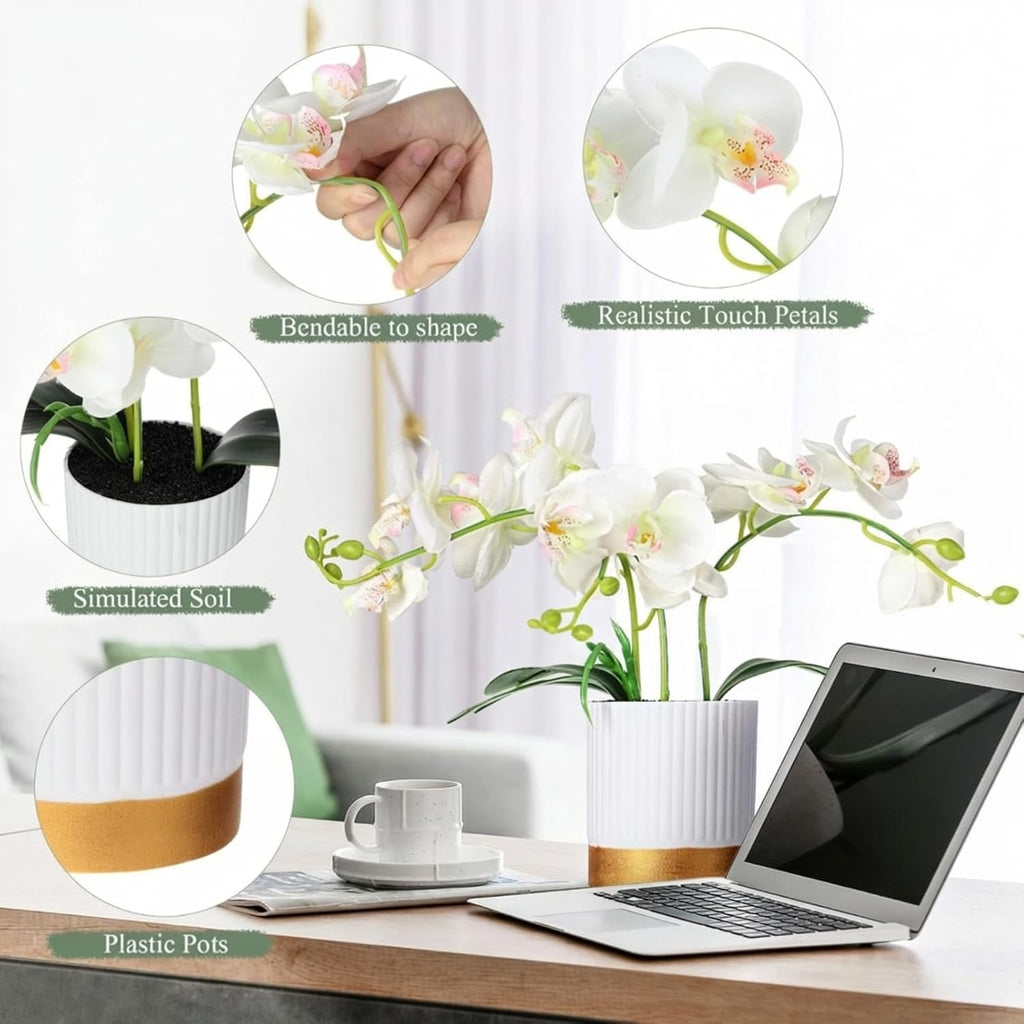 Orchid Artificial Flowers in Pot 15 Inches Artificial Orchid Flowers Phalaenopsis Potting Wedding Bathroom
