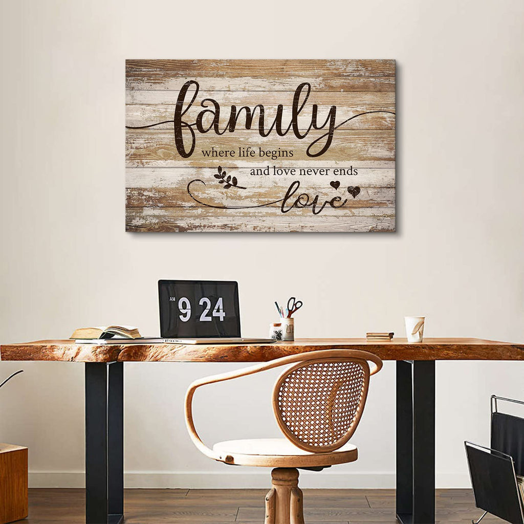 Extra Large Family Wall Art Kitchen Wall Decor Inspirational Quotes Rustic Brown Poster Vintage Farmhouse Painting