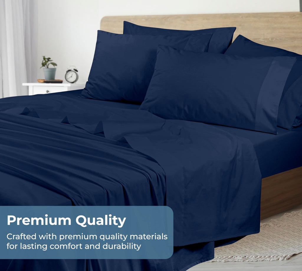 100% Organic Cotton King Sheet Set - Percale Weave - 4 Pieces Set - 1 Flat, 1 Deep Pocket Fitted Sheet and 2