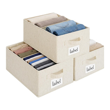 Linen Closet Organizer Bins with Divider, 16"x93⁄4"x63⁄4"