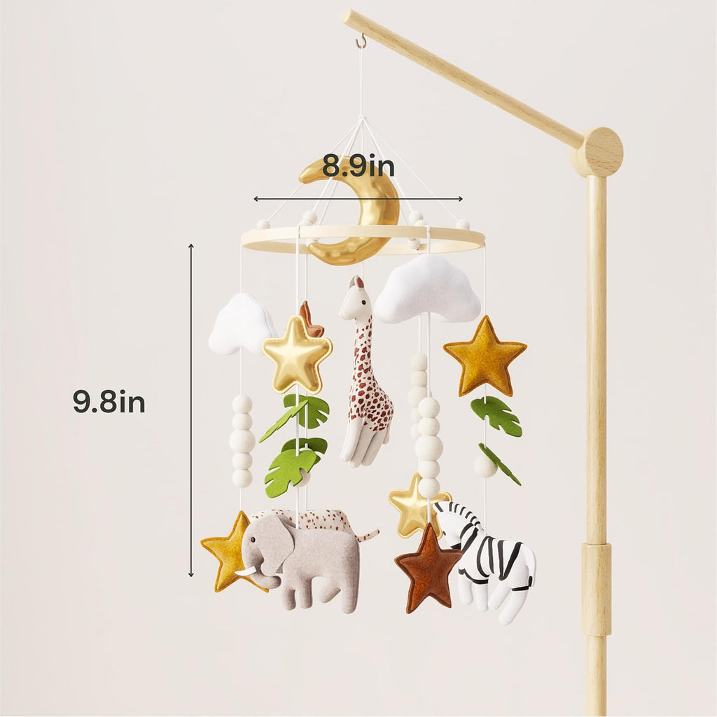 Baby Crib Mobile, Felt Giraffe, Elephant and Zebra