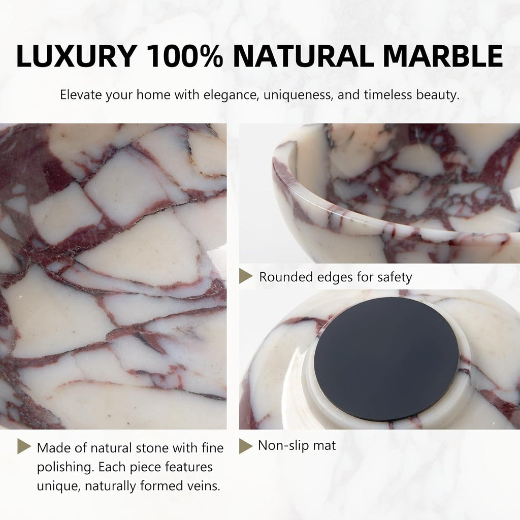 Luxury Natural Marble Catchall Bowl, Jewelry Dish Trinket Tray Home Decor