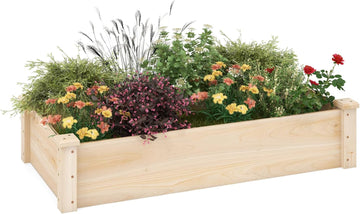 Wooden Raised Garden Bed, Rectangular Planter Box for Vegetables, Fruits, Flowers, Herbs, 48" Lx24 Wx10 H Outdoor