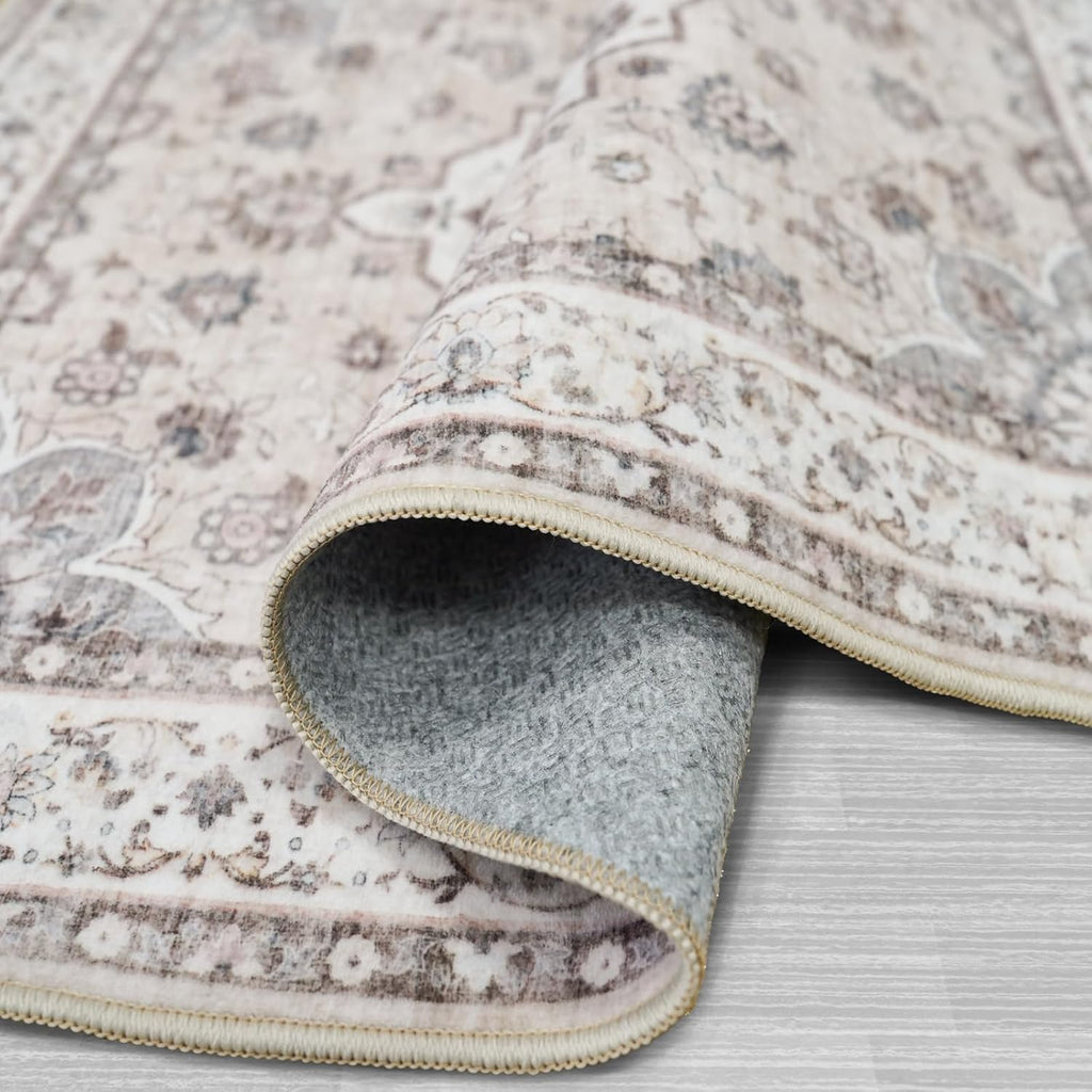 Washable 2x3 Entryway Area Rug: Vintage Non-Slip Backing Rugs for Kitchen Bathroom Water Resistant Carpet for Bedroom