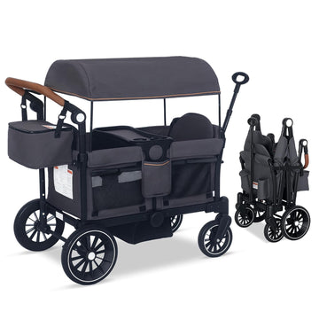 Foldable Wagon Stroller for 2 Kids,Push/Pull Handle Stroller Wagon