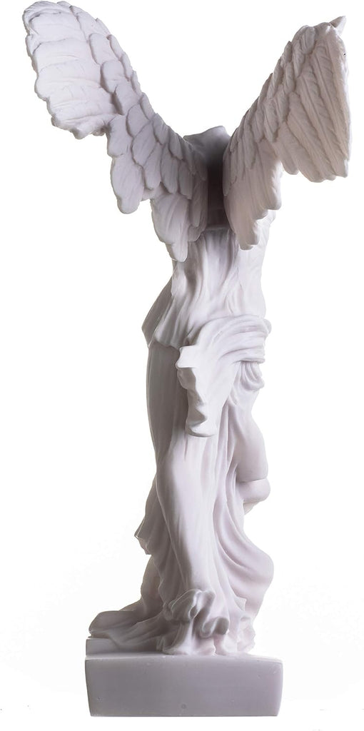 Winged Victory of Samothrace Statue Alabaster Ancient Ruins Louvre Museum Figurine 13.8 Inches