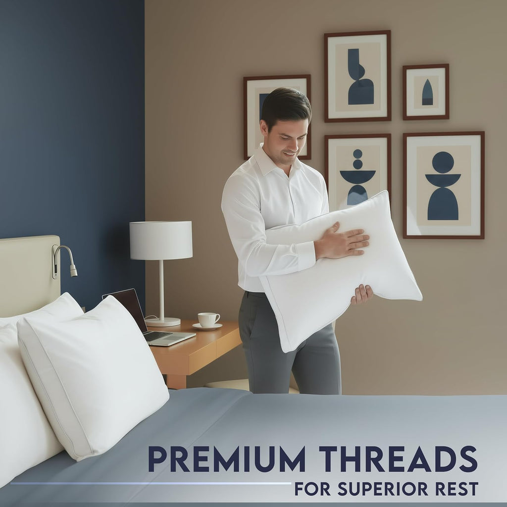 Bed Pillows for Sleeping King Size (White), Set of 2, Soft & Fluffy Pillow with Down Alternative Filling, Cooling
