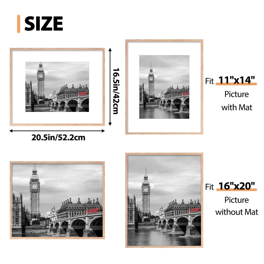 16x20 Poster Frame Set of 6 with Plastic Cover, PVC, Natural