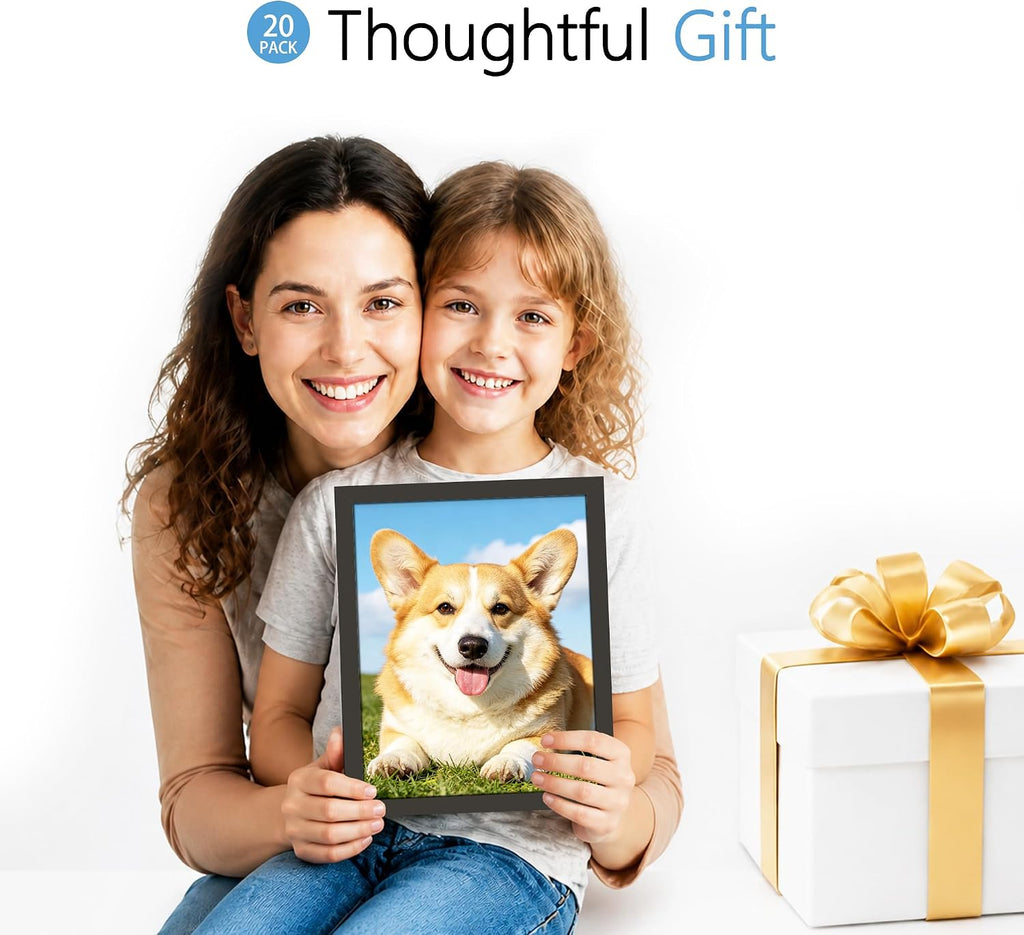 20 Pack Mixed Size Gallery Collage Frame Black | Multi-size Gallery Frames: 4pcs 8x10, 8pcs 5x7, 8pcs 4x6, Supports