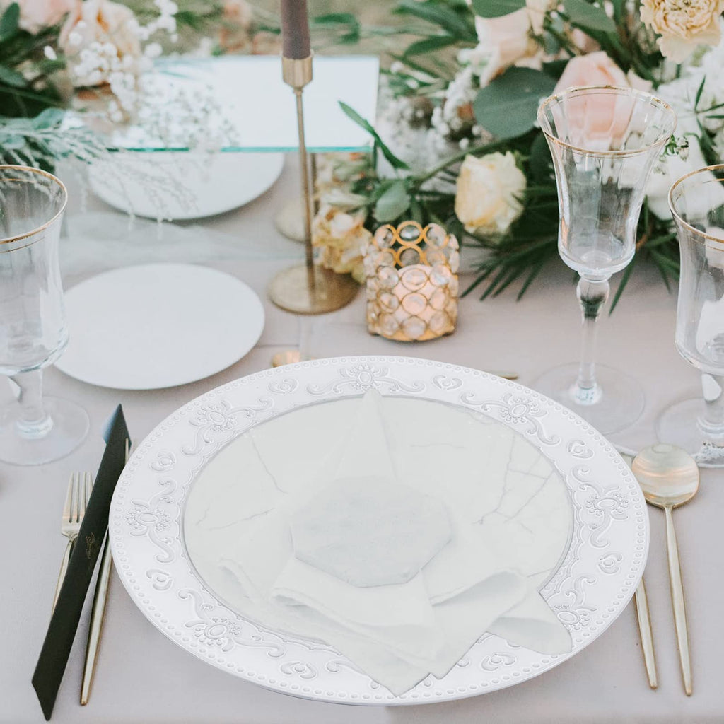 13-Inch Charger Plates, 6Pcs Dinner Plate Chargers Round Server Ware, White