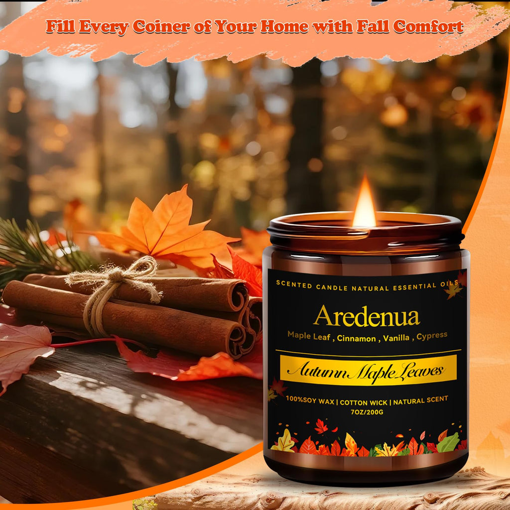Fall Candles, Autumn Leaves Scent, Cozy Autumn Season Gifts for Fall