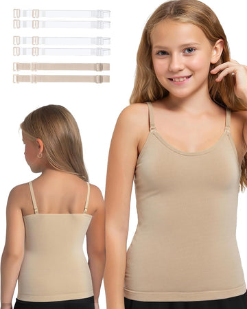 Seamless Camisole Tank Tops Camis for Girls with Clear Straps