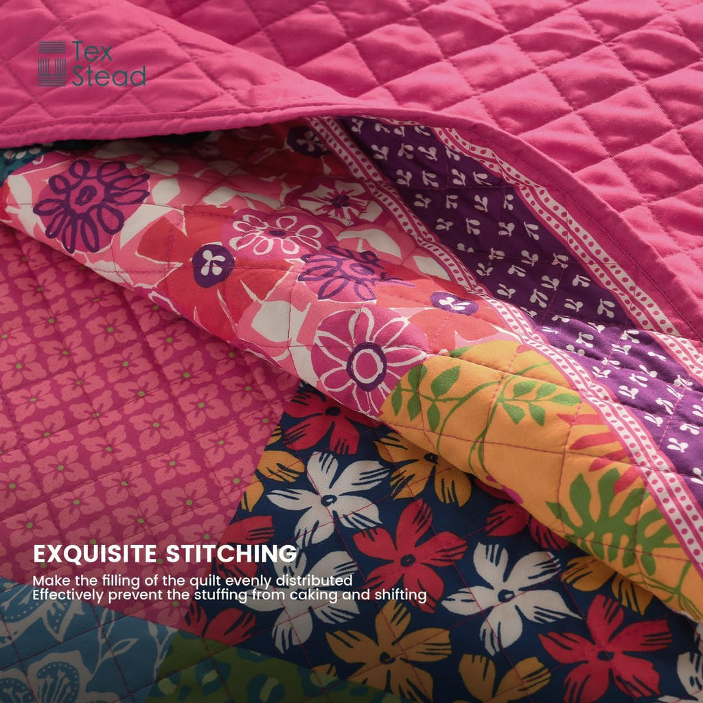 Quilt Set - Washed Quilted Patchwork Comforter Coverlet, Lightweight Breathable Bedspread for All Seasons