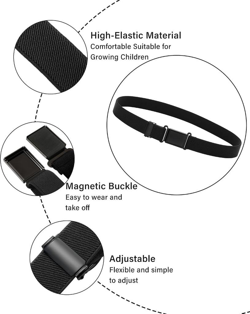 3 PCS Kids Adjustable Magnetic Belts - Easy Belt for Boys and Girls