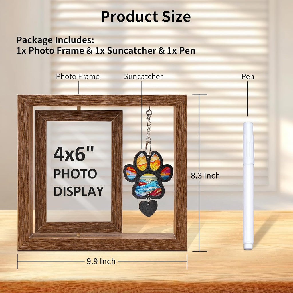 Dog Memorial Picture Frame, 4x6 Wooden Frame, Pet Loss Gift, Paw