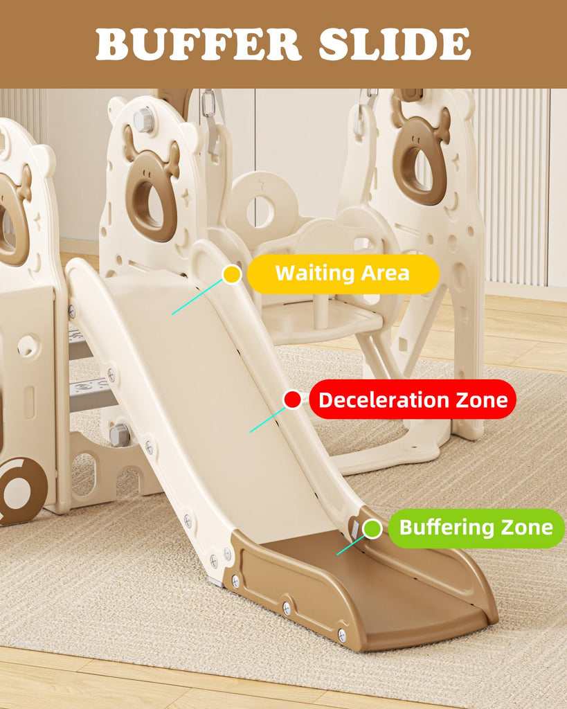 Toddler Slide and Swing Set for Toddlers Age 1-3, Coffee