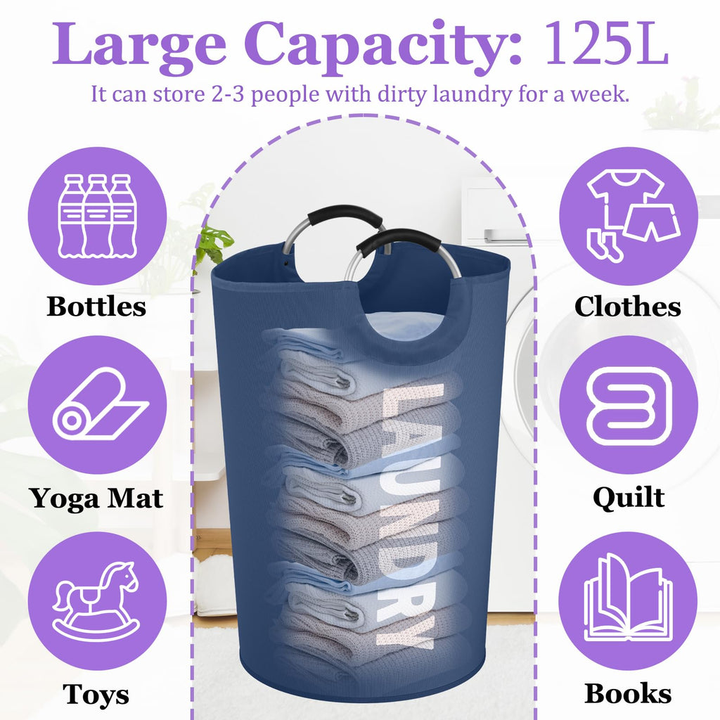 125L Collapsible Laundry Basket with Handles, Extra-large Laundry Hamper , Freestanding Dirty Clothes Basket, Sturdy