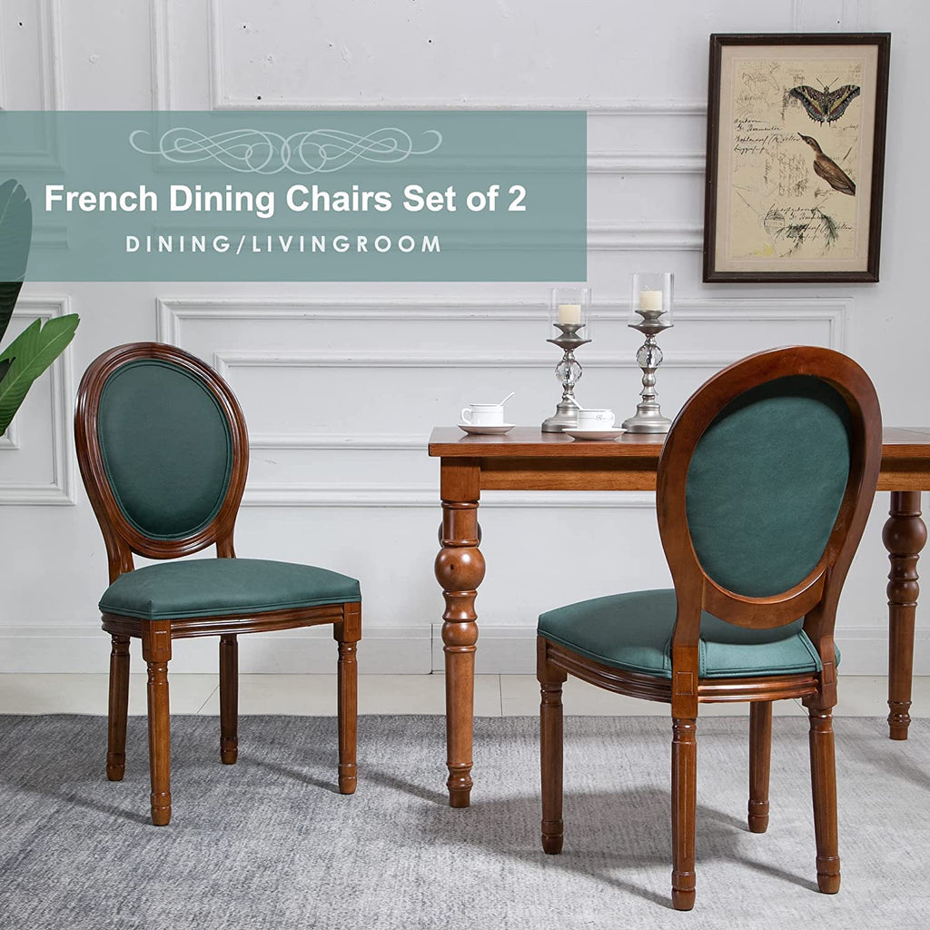 French Country Set of 6, Farmhouse with Round Button Back, Solid Wood Legs, French Lunch Chair /Bedroom/Dining Room