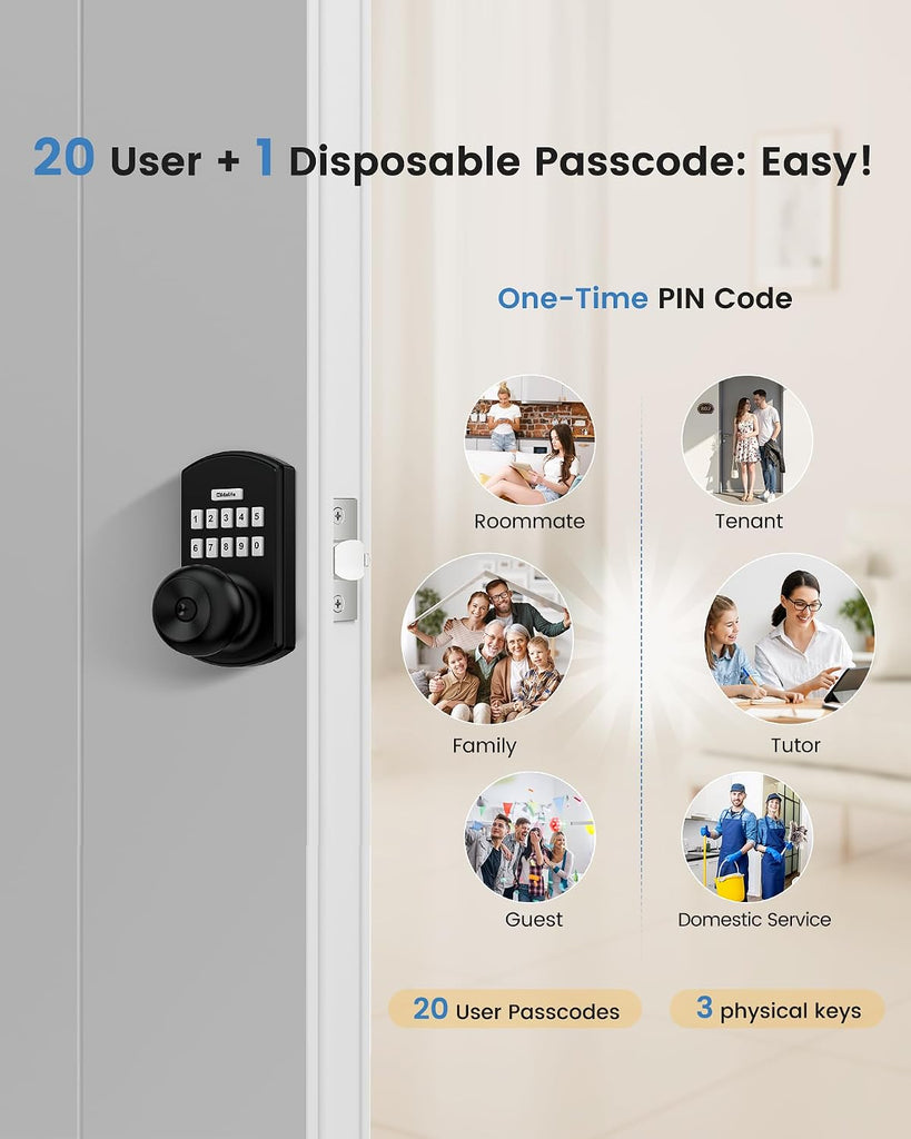 Smart Door Knob with Keypad Keyless Entry Electronic Lock for Front Door
