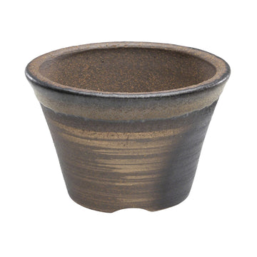 Banko Bonsai Pot 4.3in, Handmade Japanese Planter, Golden Brown