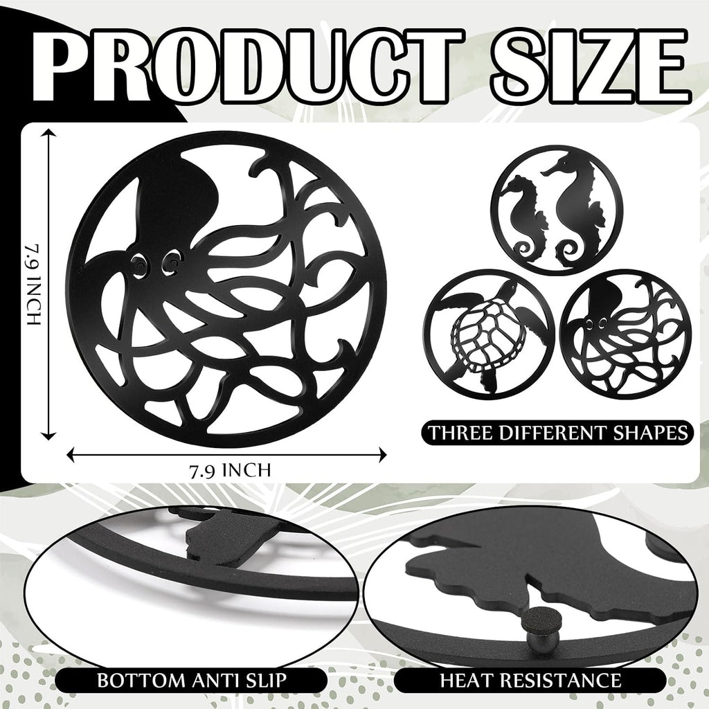 Cast Iron Trivets for Hot Dishes 7.9 Inch Metal Iron Trivets for Dutch Oven Wood Stove Hot Pots and Pans - Set of 3