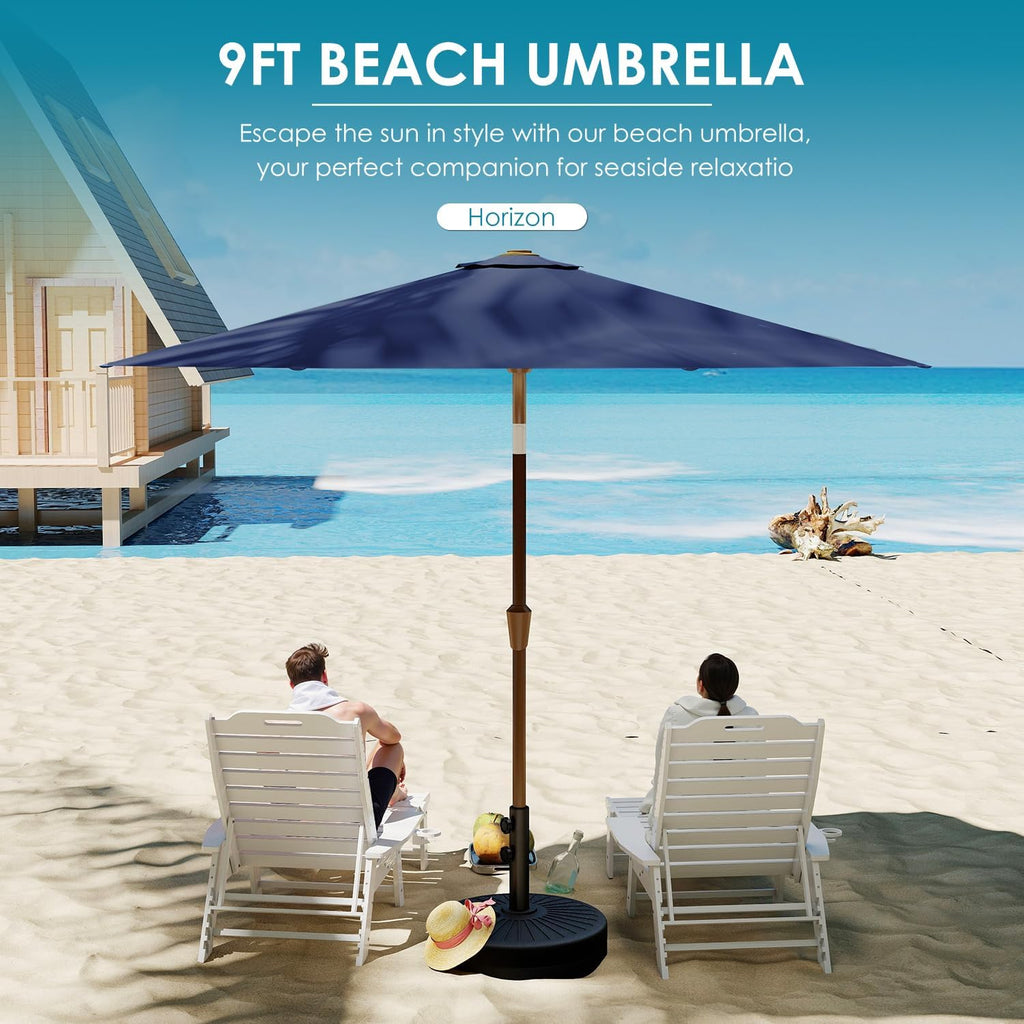 9-FT-Patio-Umbrella | Outdoor-Table-Umbrellas | 8 Sturdy Fiberglass Ribs | Push Button Tilt & Crank | Waterproof