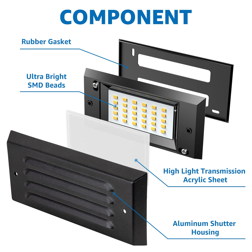Low Voltage Step Lights 5W 6in Outdoor Black Cast-Aluminum