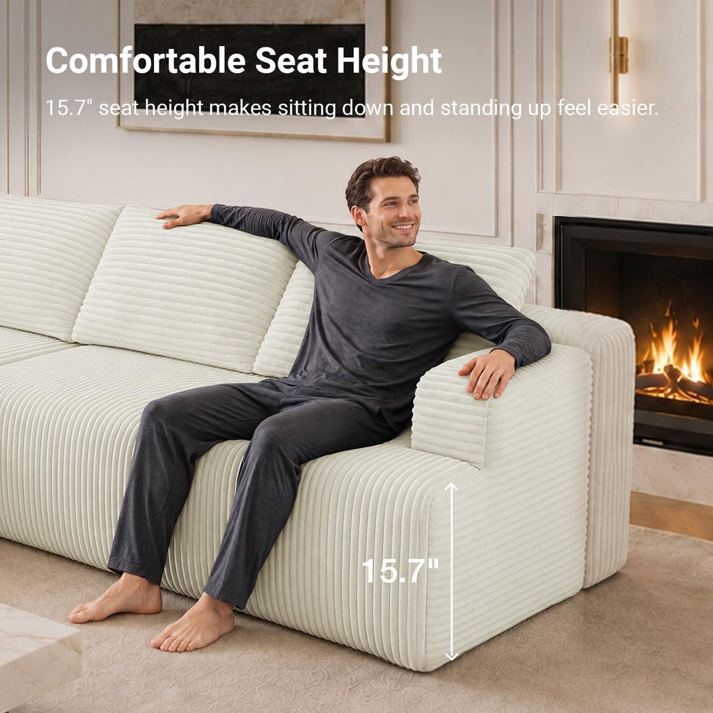 Modular Sectional Sofa, Boneless Couches with Individually Wrapped Coil Support, No Assembly Required, Corduroy