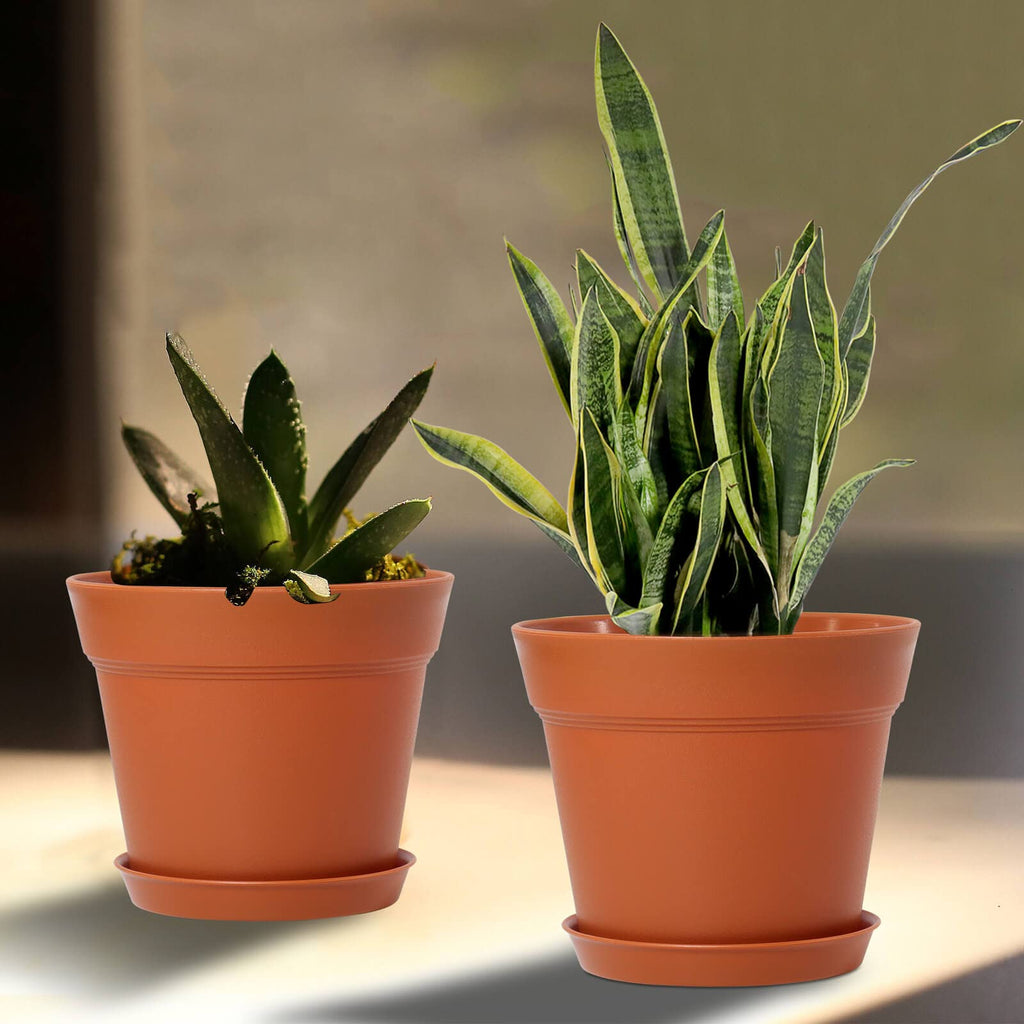 16 Pack 6 inch Plastic Planters, Plastic Indoor Planter Flower Pots, Heavy Duty and Stylish 6 Inch Plant Pots for