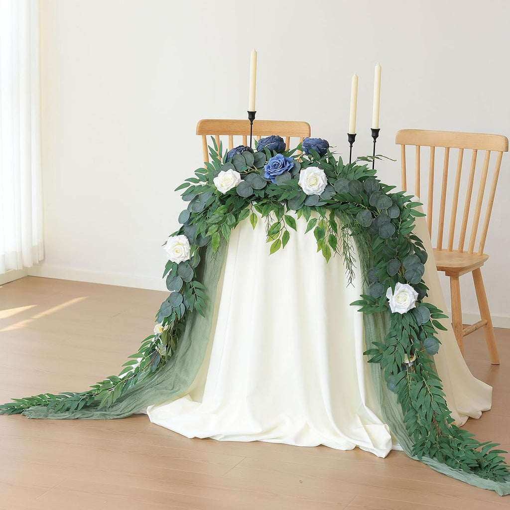 Strands Artificial Vines Eucalyptus Garland 79" Fake Vine with Silk Green Leaves Faux Hanging Plants Greenery - Set of 2