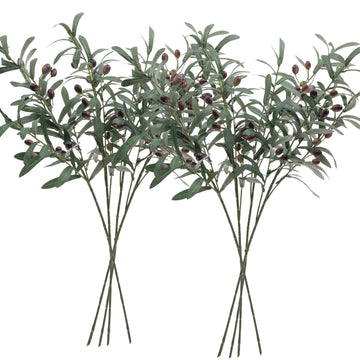 8 PCS Fake Olive Tree Branches Faux Olive Branches for Vase 28 inch Long Stems Artificial Greenery Stems Bulk Green