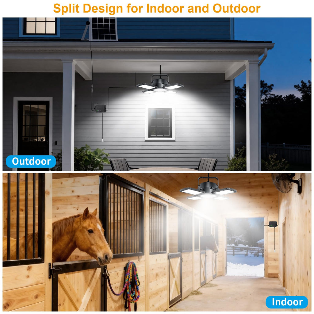Solar Shed Lights Indoor Outdoor with Pull String, Available All Day Solar Pendant Light, High/Low Brightness