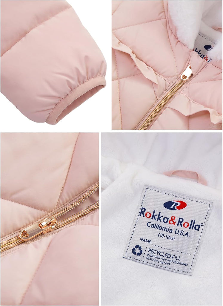 Baby Girls' Winter Puffer Jacket with Mini Fur Lining