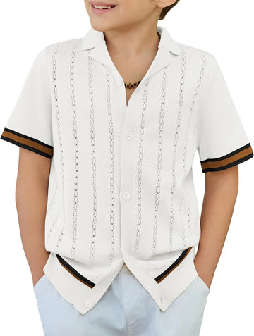 Boys Knit Shirts Short Sleeve Button Down Shirt Summer Beach Shirt