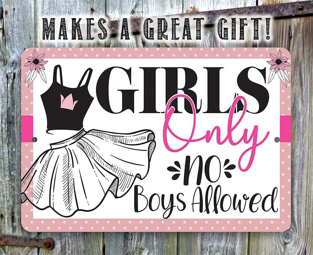 She Shed Sign - Girls Only - Metal Sign - Indoor/Outdoor Shed Art - She Shed Decor Gift, Funny Birthday Gifts for