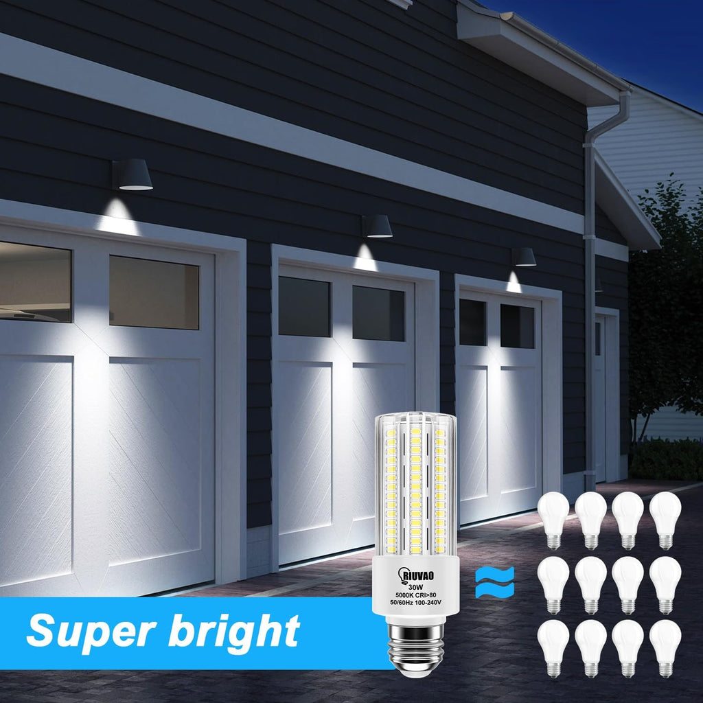 2pack Led Light Bulb, Equivalent 250w Led Light Bulbs 30w 3750 Lumen Super Bright 5000K Cool Daylight White led Bulb