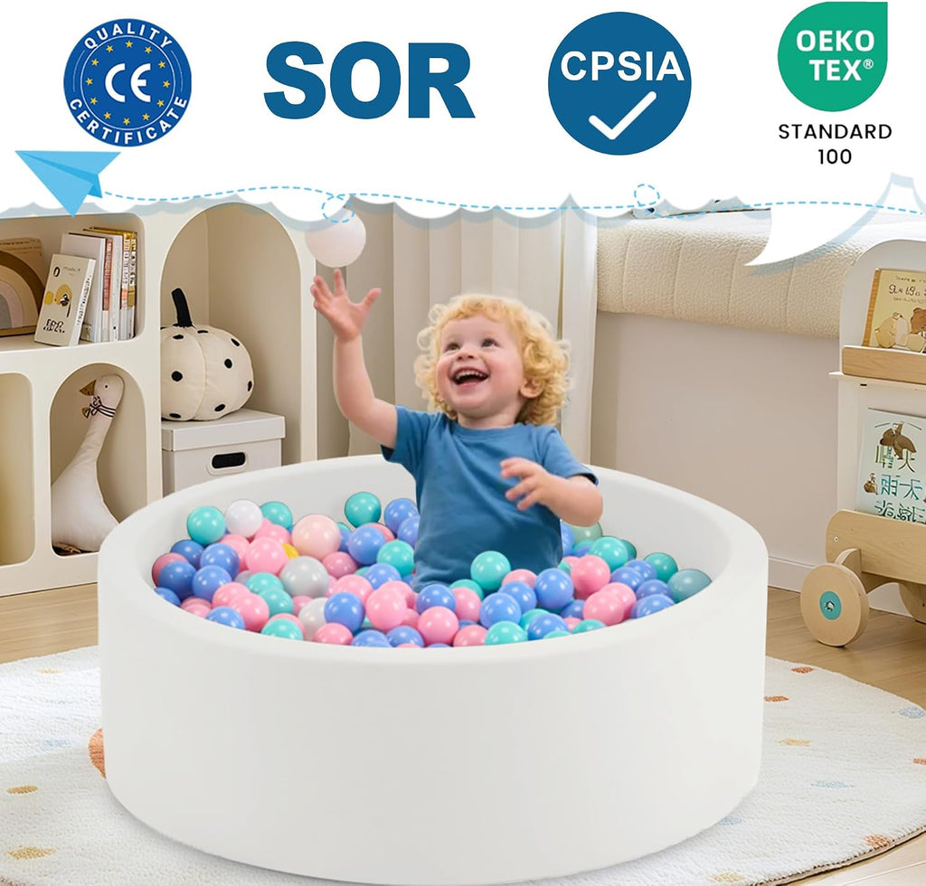 47.2" x 15.7" Foam Ball Pit for Toddlers, Baby Round Balls Pool for Babies 1-3, Kids Play Ball Pits for Boys
