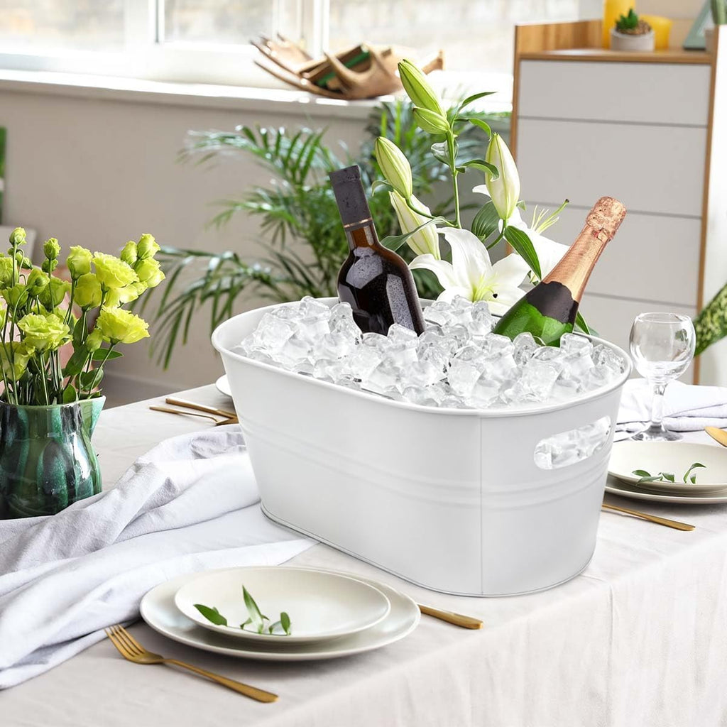 8 Pack 4 Gallon Galvanized Ice Buckets Metal Champagne Drink Cooler Ice Tub with Carry Handles for Beer Cocktails