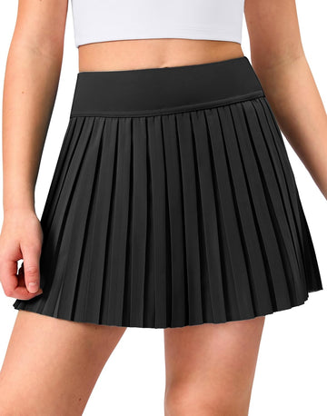 Tennis Skirt with Shorts,Pleated Athletic Skort with Pockets for Golf,Running & School Uniform Skirt