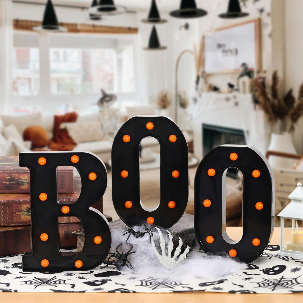 Halloween Decorations-3 Marquee Light up Letters "BOO" Decorative Sign - Set of 3