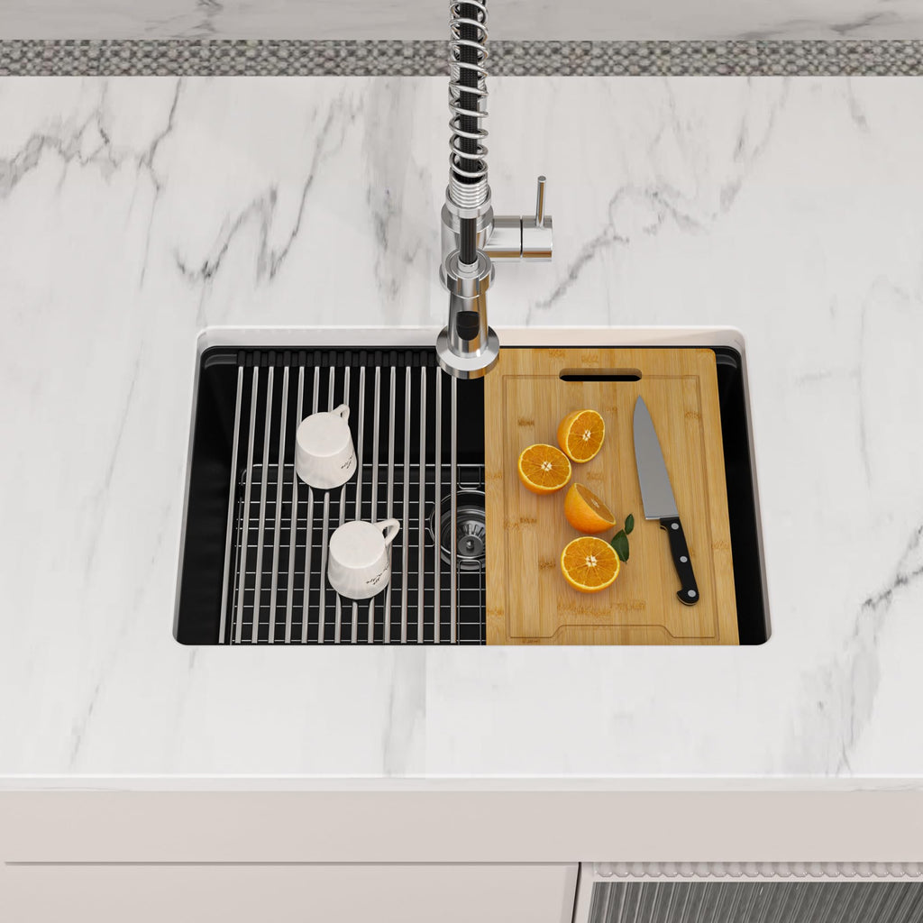 28 Inch Black Granite Composite Sink
