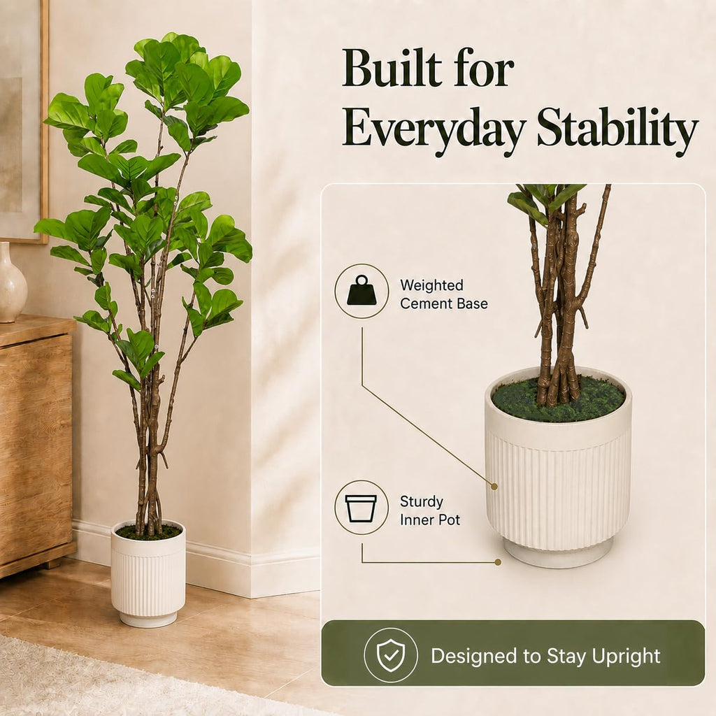 Artificial Fiddle Fig Tree, Lifelike Faux Fig Plant Indoor Decor 7FT