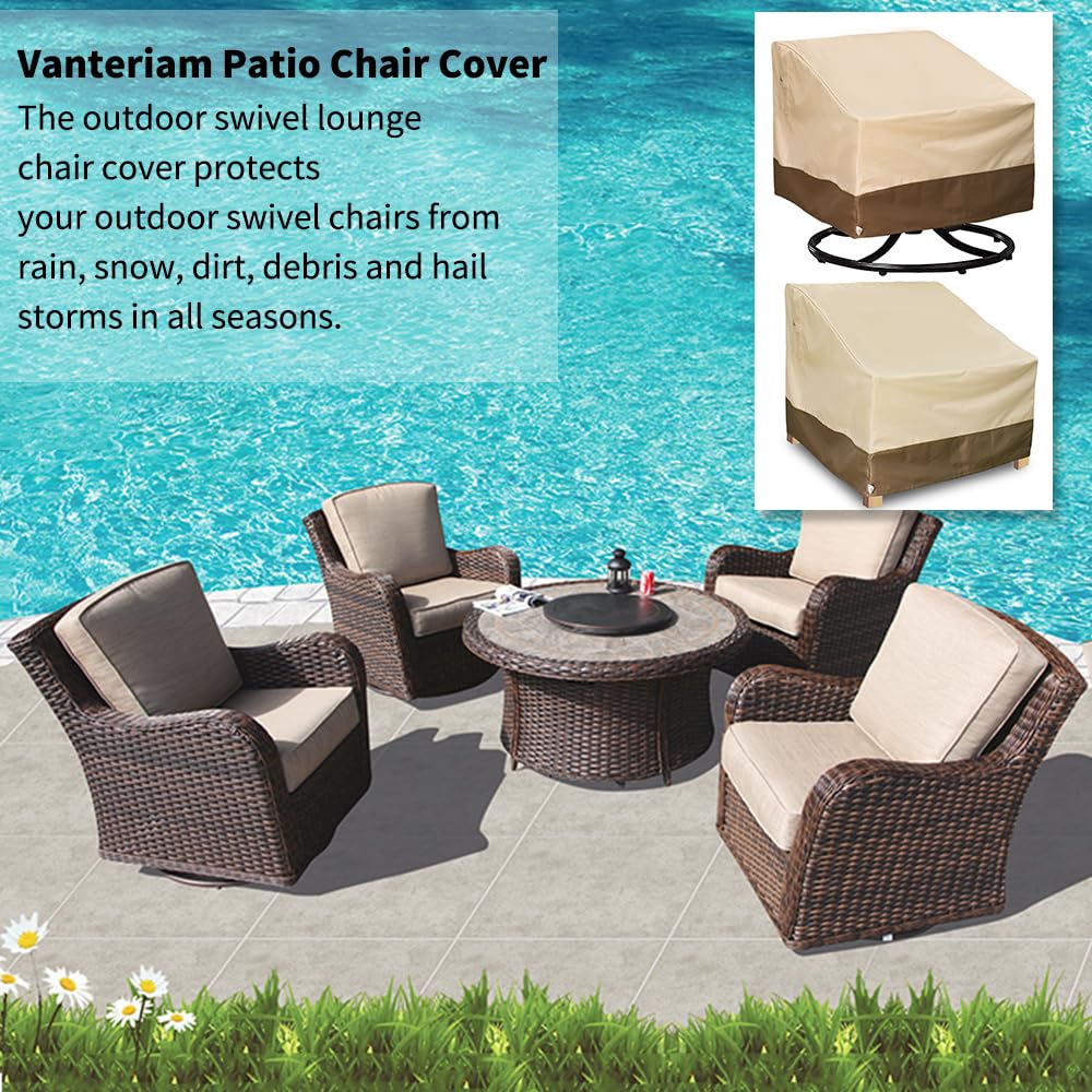 For Outdoor Lawn Furniture Waterproof - 600D Heavy Duty and Waterproof Patio Swivel Chair Covers - W32''x D34''x