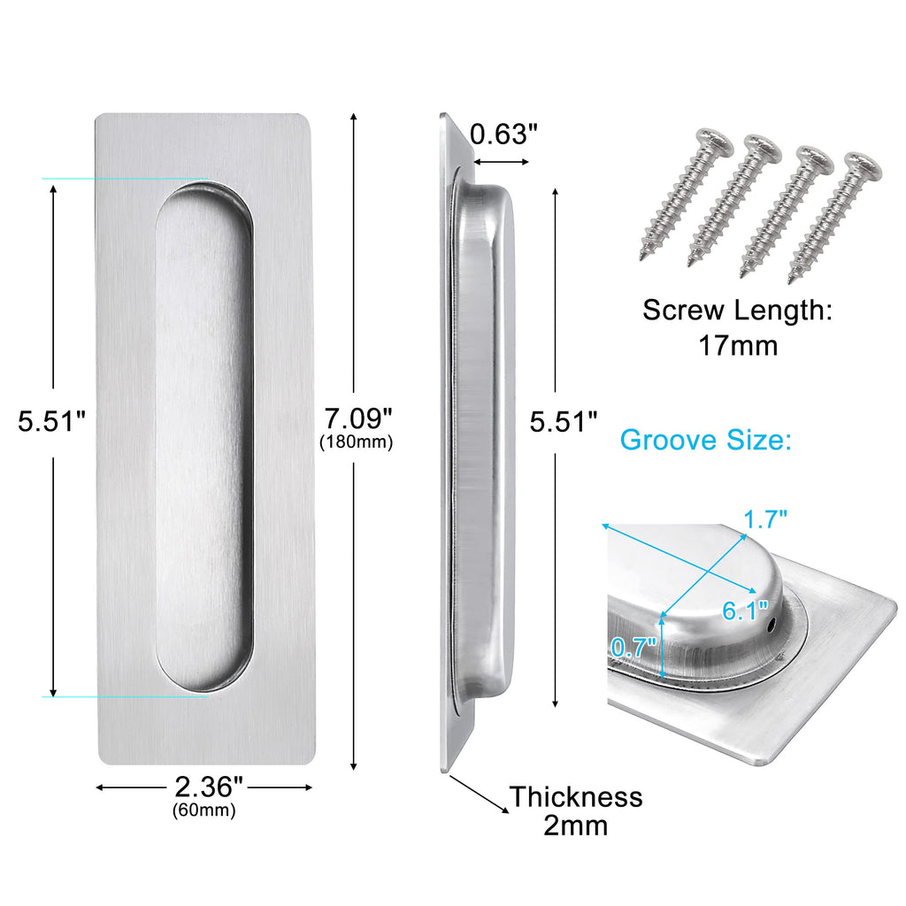 7 Inch Recessed Pocket Door Pull Sliding Door Handle Hardware